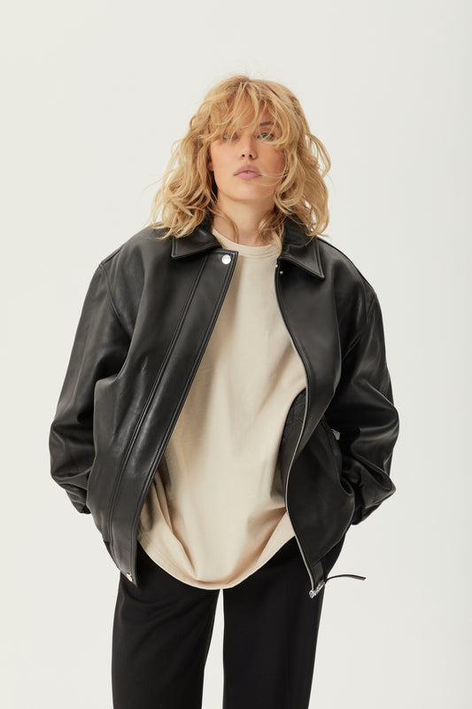 (((Hailey))) leather jacket, black