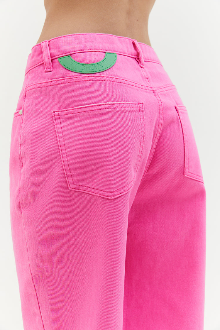 Wide slashed jeans (Morning after a veeeery good date), bright pink